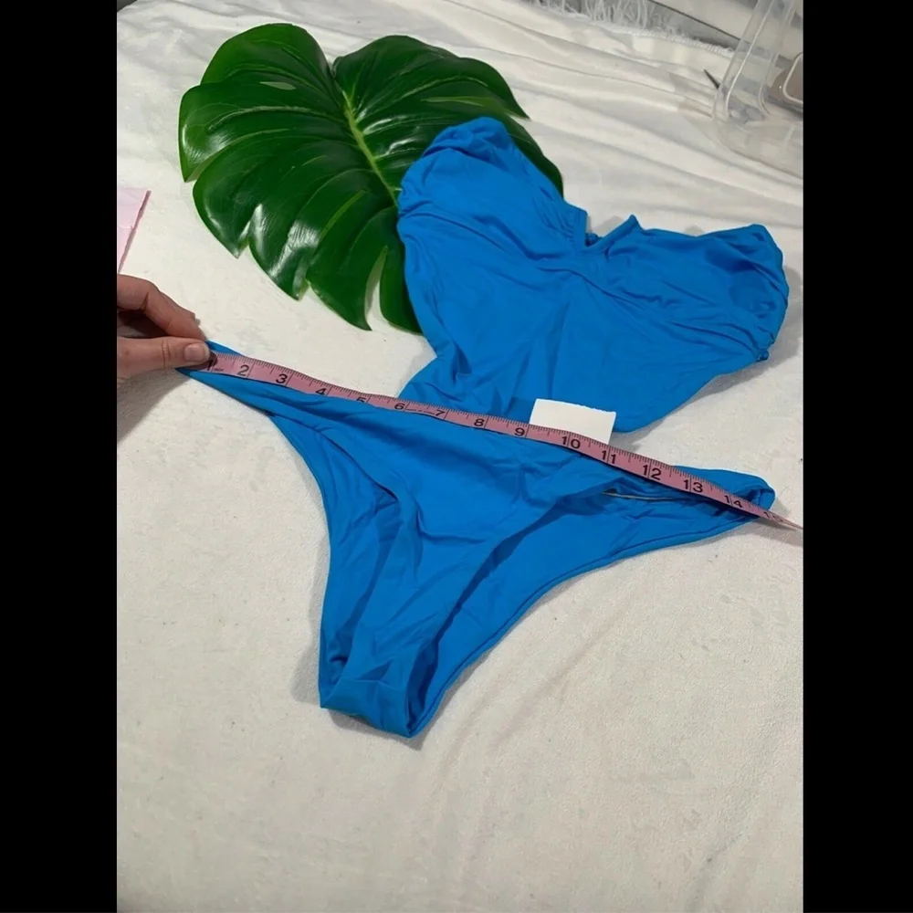 EUC $180 Frankie's Bikinis Cali Cutout One-Piece Swimsuit Azure Blue [SZ L] #706